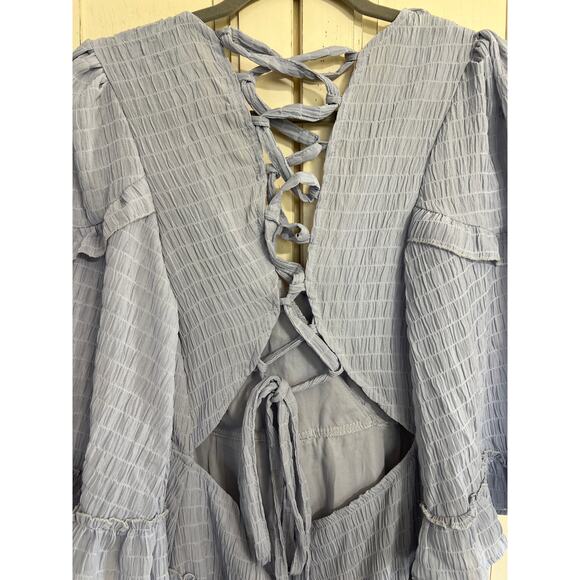 NWOT Saints + Secrets size small light blue mini dress open back - Picture 3 of 4